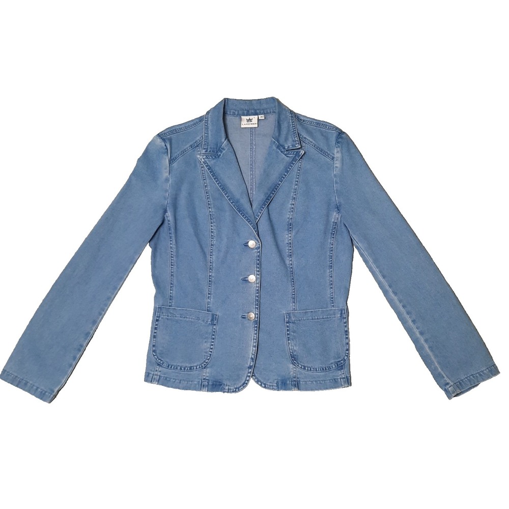 VTG Y2K Denim Blazer Jacket Rhinestone Buttons Womens Medium Western Boho Preppy